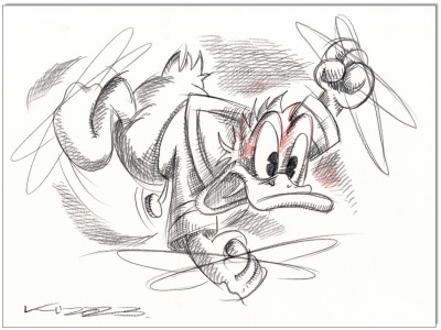 Donald Duck in Rage - 24 x 32 cm - Original Kreidezeichnung auf Zeichenkarton - Artikelnummer 00354