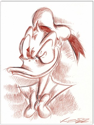 Donald Duck - 24 x 32 cm - Original Rötelzeichnung auf Zeichenkarton - Artikelnummer 00357