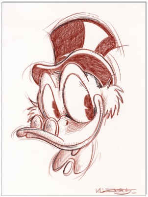 Dagobert Duck - 24 x 32 cm - Original Rötelzeichnung auf Zeichenkarton - Artikelnummer 00362