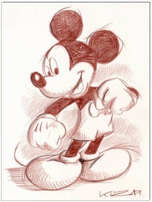 Mickey Mouse - 24 x 32 cm - Original Rötelzeichnung auf Zeichenkarton - Artikelnummer 00363