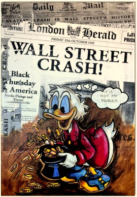 Dagobert Duck Wall Street Crash II - 70 x 100 cm - Original Acrylgemälde/ Mischtechnik auf