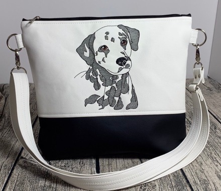 Dalmatiner - Hund - Tasche Handtasche Umhängetasche aus tollem Kunstleder genäht handmade bestickt