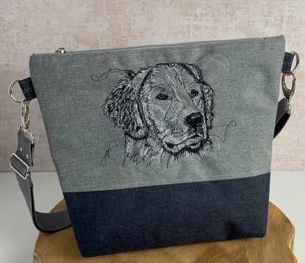 Golden Retriever - Umhängetasche mit Hundemotiv aus wasserabweisendem Outdoor-Stoff - ca. 30 x 32 x