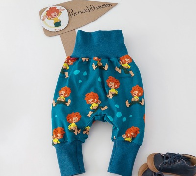 Pumuckl-Hose Petrol/Blau für Babys- und Kinder - Mitwachsende Pumuckl-Pumphose für Kleinkinder