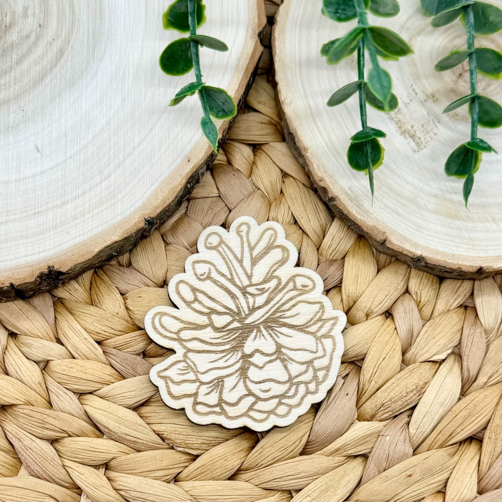 Entdecke hochwertige Flatlay-Deko aus Holz - Kiefernzapfen