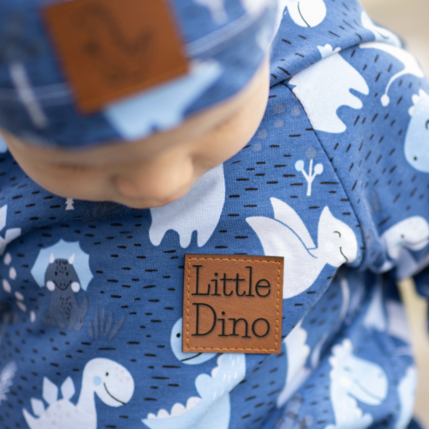 Flexible und weiche Kunstleder-Labels mit Little Dino Verschiedene Farben und Größen