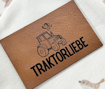 Flexible und weiche Kunstleder-Labels mit Traktorliebe Verschiedene Farben und Größen -