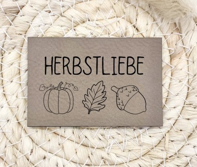 Flexible und weiche Kunstleder-Label - Herbstliebe Verschiedene Farben und Größen -