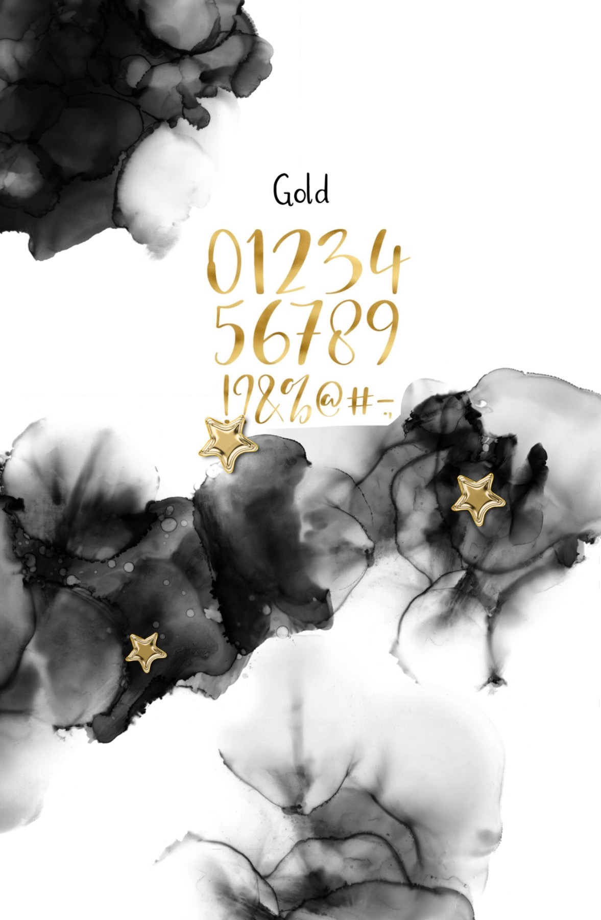 Gold Foil Alphabet + Zahlen + Sonderzeichen Digital Download 4