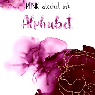 Alkohol INK Alphabet + Zahlen Digital Download - Pink - Rosé Gold