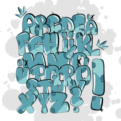 Digitales Alphabet - Bubble Font