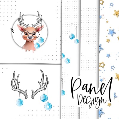 Digitale Datei / Panel Bundle 5 Stück - Panel Blue Deer