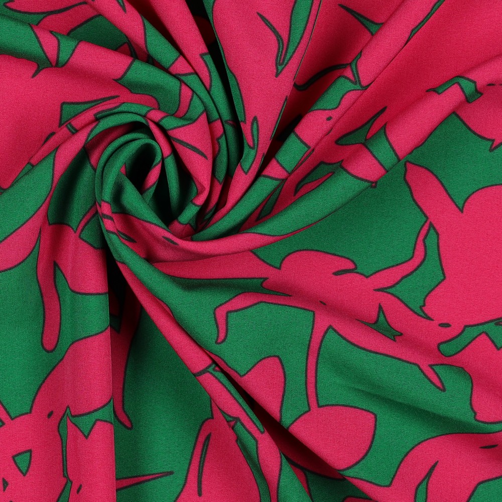 Modestoff MAGNOLIA Stretch | Grafisches Muster | green/pink
