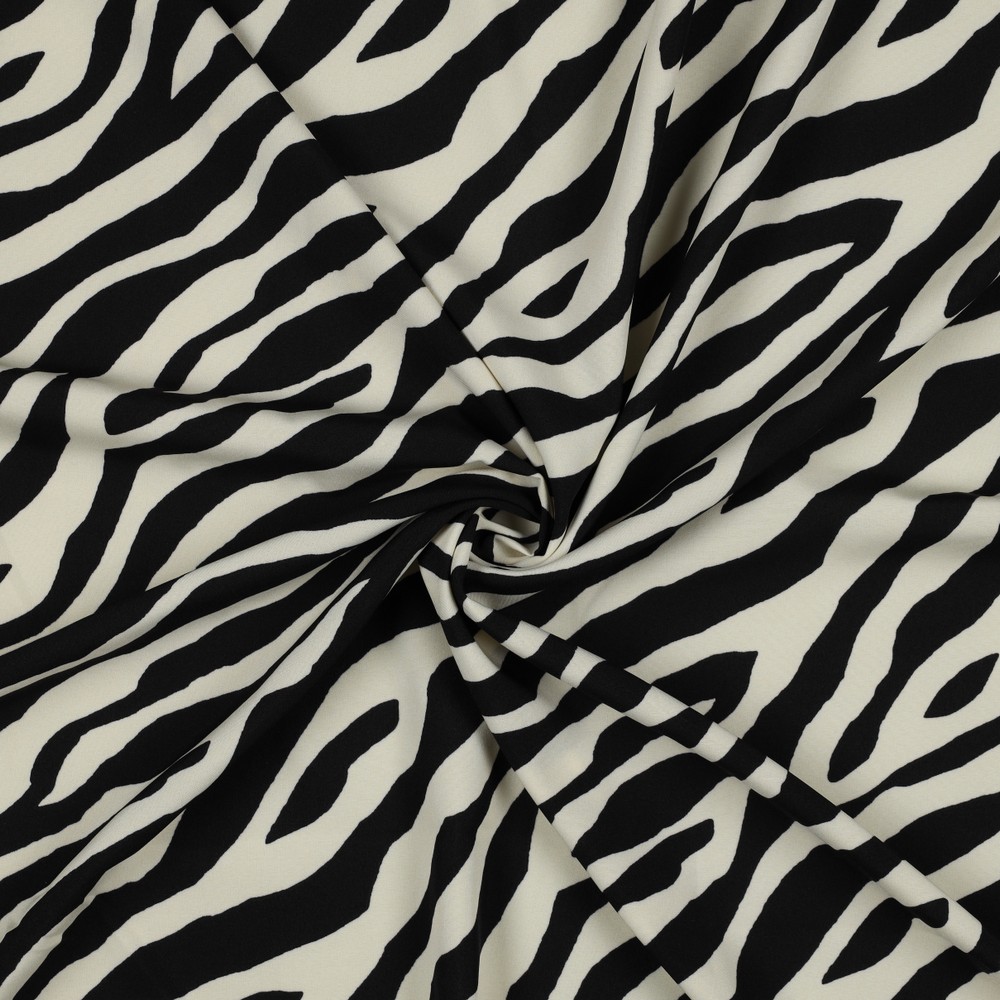 Modestoff MAGNOLIA Stretch | Zebra-Muster | schwarz