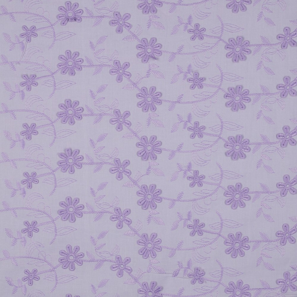 Baumwoll-Voile mit Stickerei | FLOWERS | lilac 3