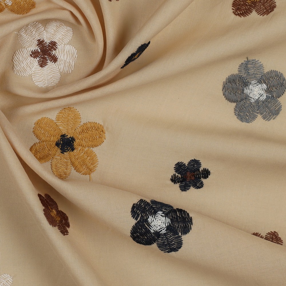Baumwoll Voile Embroidery FLOWERS | sand 2
