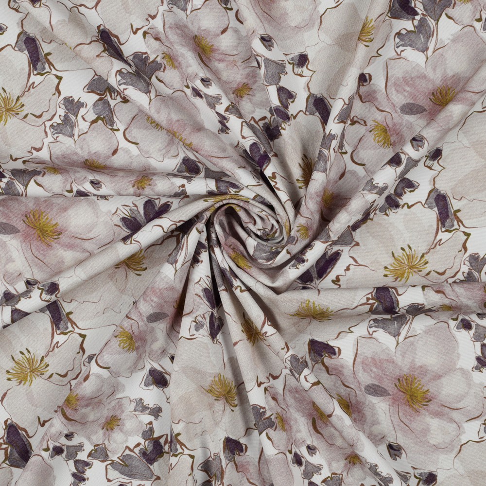 Viskose Popeline Stretch | FLOWERS | Digitaldruck | weiß | für Kleider, Blusen &amp; Hosen 2