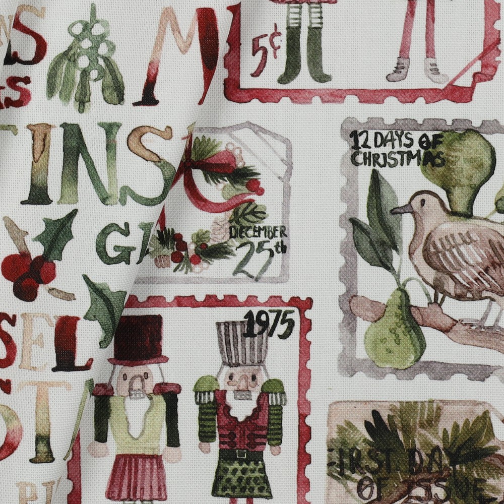 30 cm REST Baumwoll Canvas CHRISTMAS | white | Digitaldruck | Ökotex