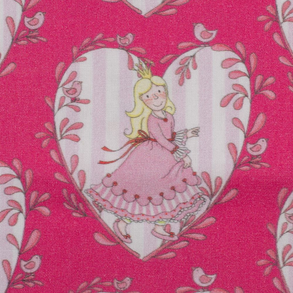 Baumwollwebware Baumwollstoff STEINBECK - PRINZESSIN ANNELI | Herzen, Mädchen, rosa 2