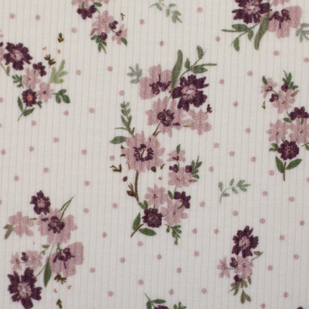 Rippjersey | Rippenjersey | Ribjersey | MIA | HW 24-25 | florales Muster | mauve | Ökotex 2