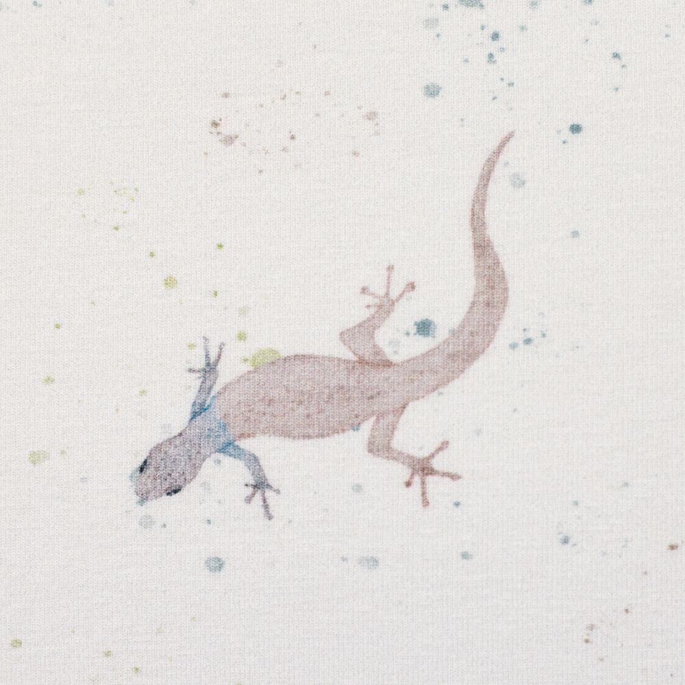 Baumwolljersey WILD ANIMALS | by Christiane Zielinski | Geckos, naturweiß | Ökotex 2