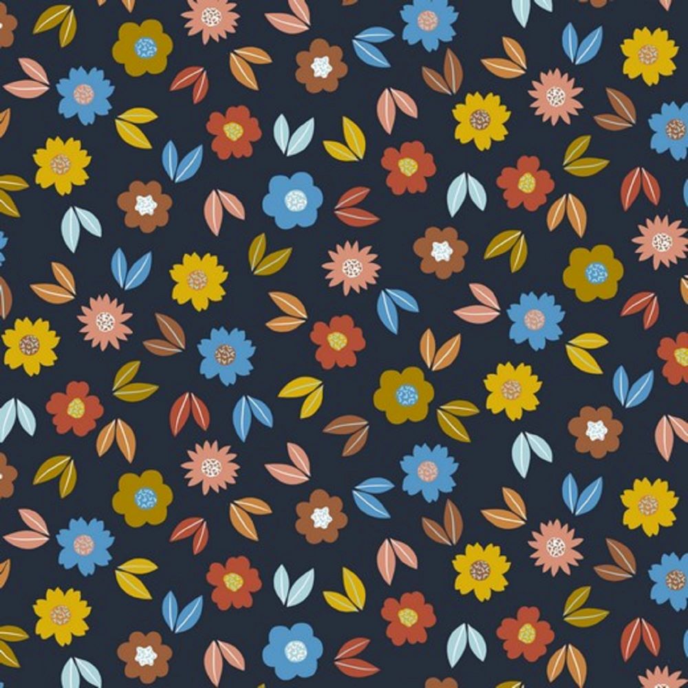 65 cm REST French Terry FLOWERS | dunkelblau | by Poppy