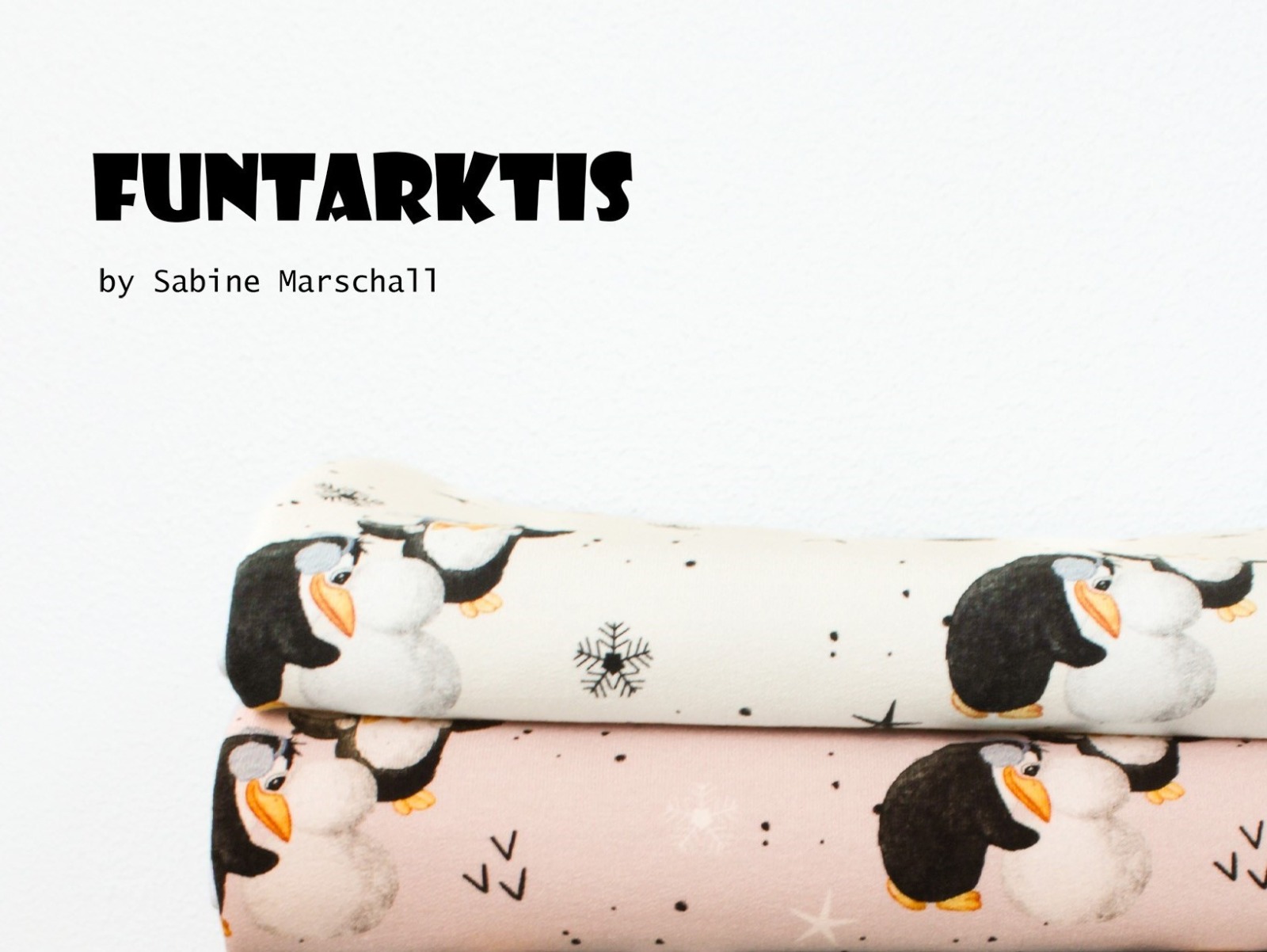 French Terry FUNTARKTIS | by Sabine Marschall | Pinguine, Schneeflocken, altrosa | Ökotex 4