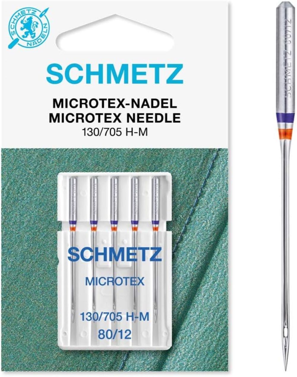 SCHMETZ | 5 Microtex-Nadeln | 130/705 H-M | Nadeldicke 80/12 | auf allen gängigen