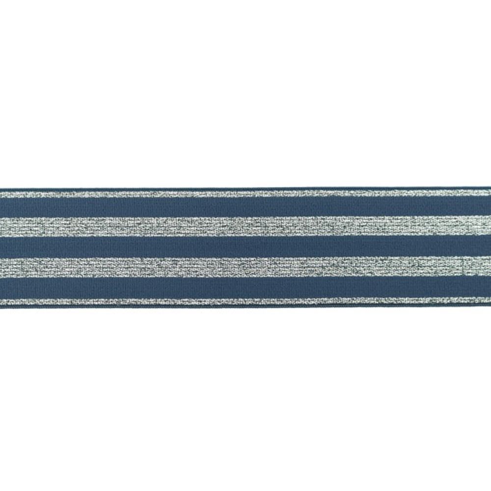 Gummiband | Elastic-Band | 40 mm | Lurex Silber | Jeans