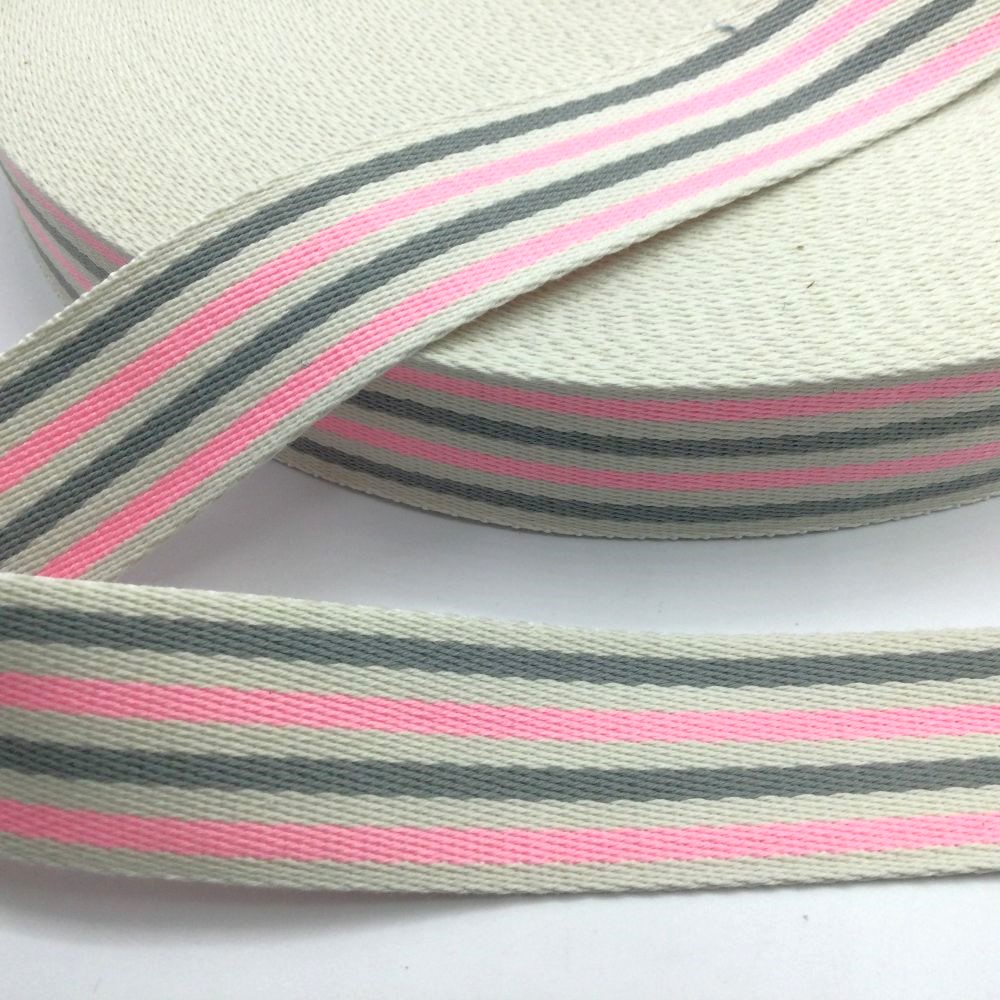 Gurtband 40 mm Streifen | zweifarbig | rosa