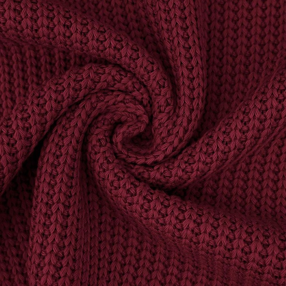 37 cm REST Big Knit | Grobstrick | Strickstoff | Baumwolle | Ökotex | bordeaux