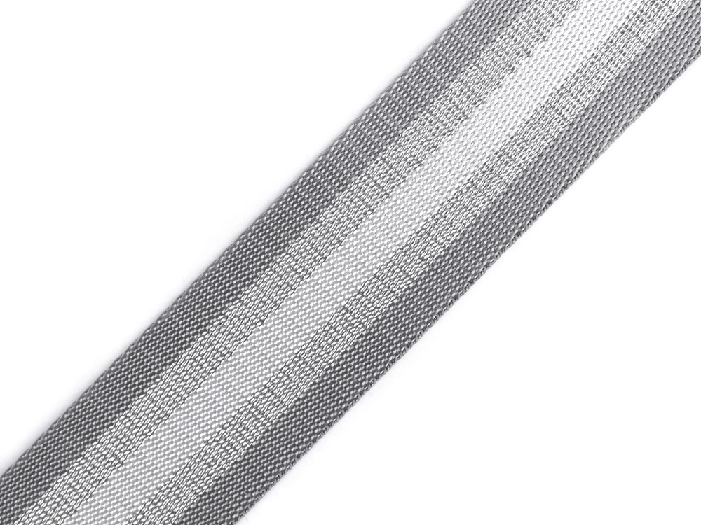 Doppelseitiges Gurtband mit Lurex | 50 mm breit | Crossbody-Bags | hellgrau-silber | ab 1,5 m 2