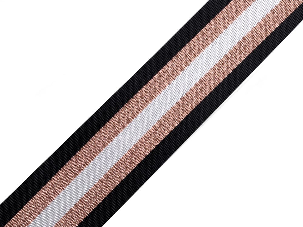 Doppelseitiges Gurtband mit Lurex | 50 mm breit | Crossbody-Bags | schwarz-kupfer | ab 1,5 m 2