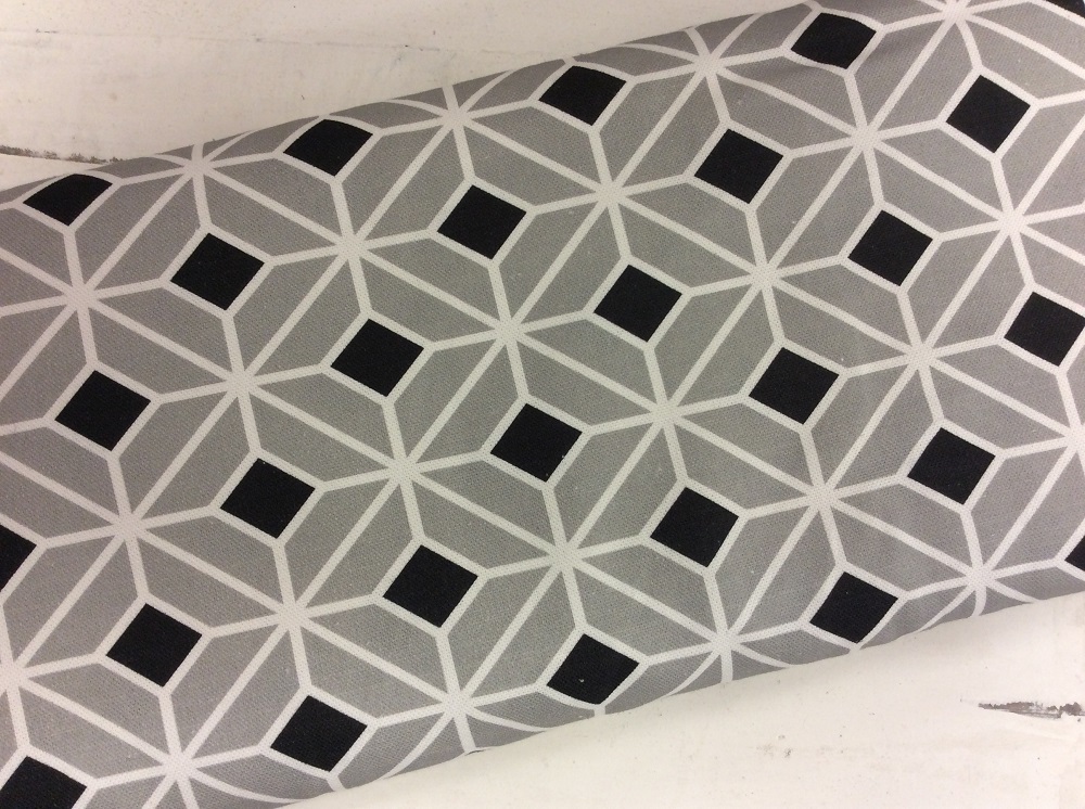Dekostoff geometr. Muster | weiß-grau-schwarz 2