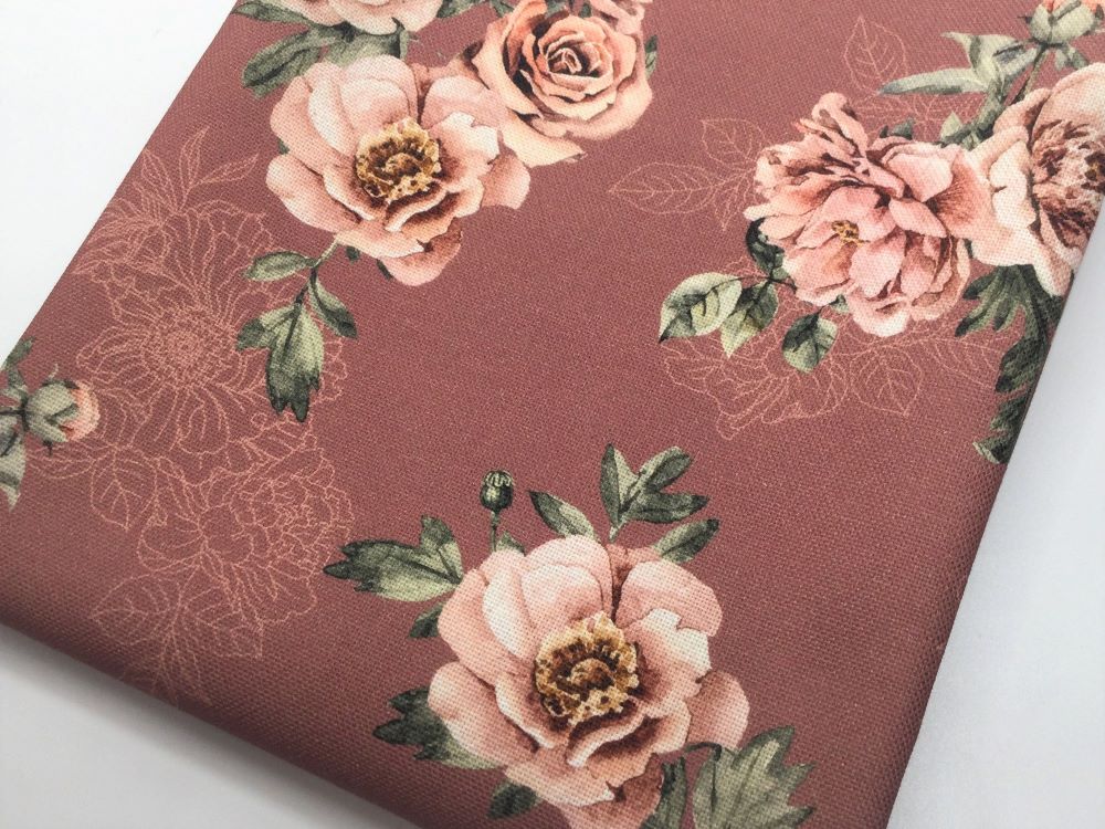 Baumwoll Canvas ROSES | dark rose | Digitaldruck | by Poppy 3