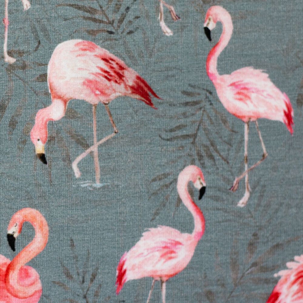 Baumwolljersey ANIMALS | by Christiane Zielinski | Flamingos | grau | Ökotex