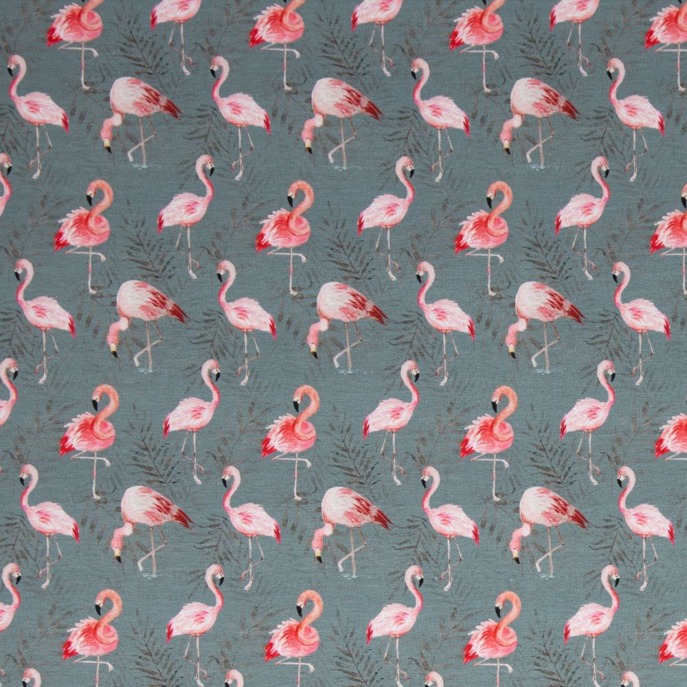 Baumwolljersey ANIMALS | by Christiane Zielinski | Flamingos | grau | Ökotex 3