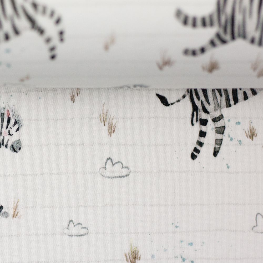 Baumwolljersey ANIMALS | by Christiane Zielinski | Zebras, weiß | Ökotex 2