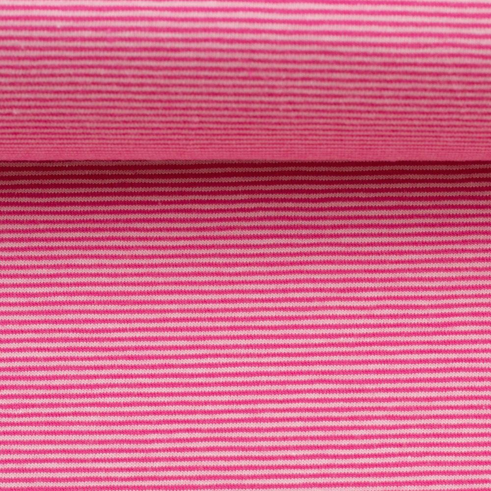 36 cm REST Baumwolljersey Streifen BELLA | Ringeljersey | Miniringel 1 mm | Ökotex | rosa-erika