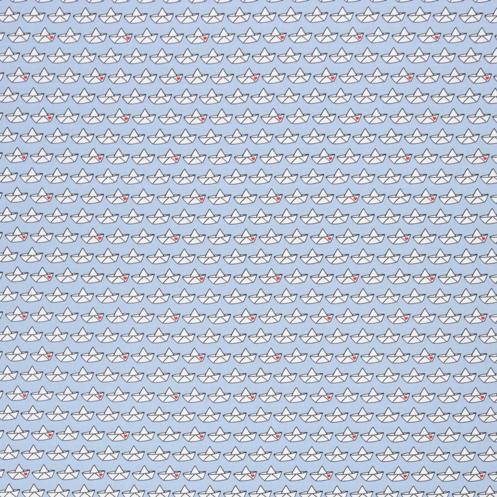 41 cm REST Baumwollstoff LOVEBOAT by Cherry Picking, Baumwolle Webware, Papierboote, hellblau 3