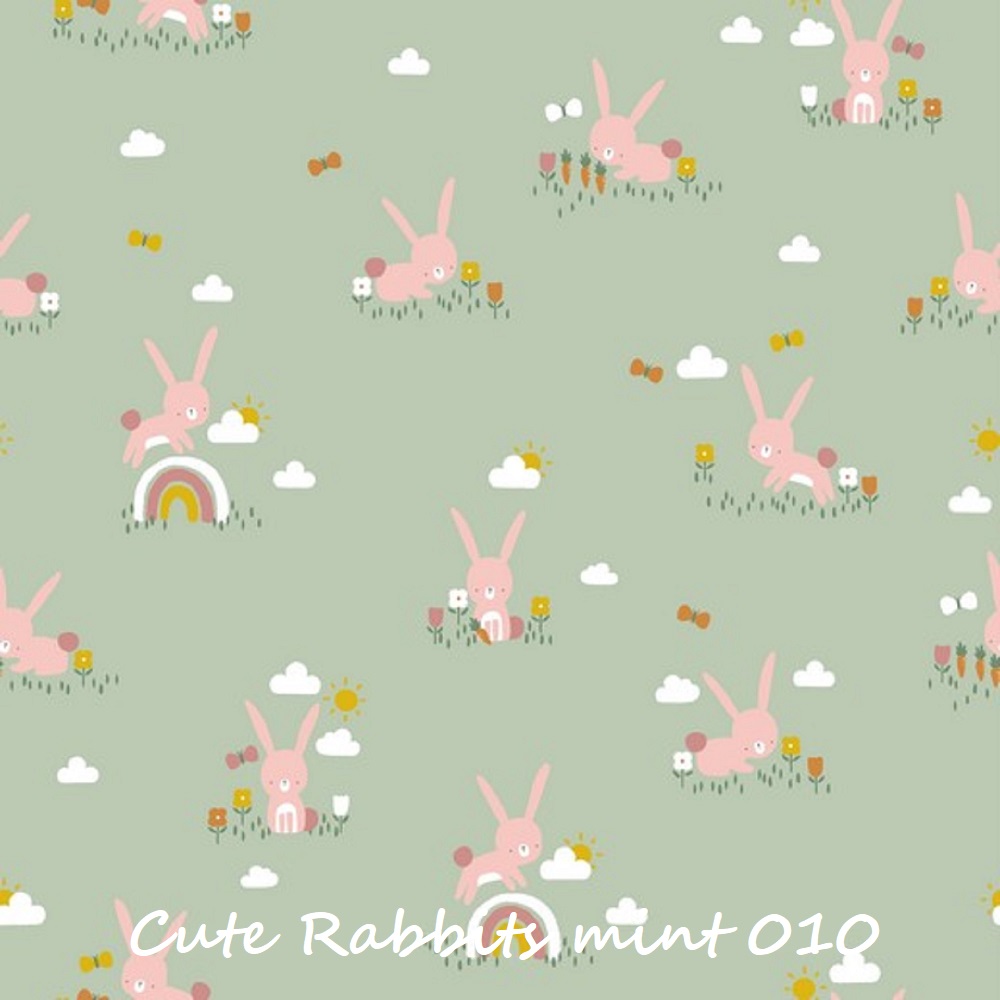 Baumwollstoff Popeline CUTE RABBIT | by Poppy | 3 Designs in je 3 Farben | Ökotex 4