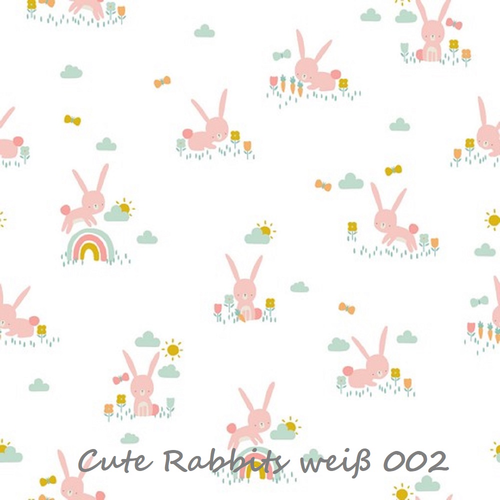 Baumwollstoff Popeline CUTE RABBIT | by Poppy | 3 Designs in je 3 Farben | Ökotex 2
