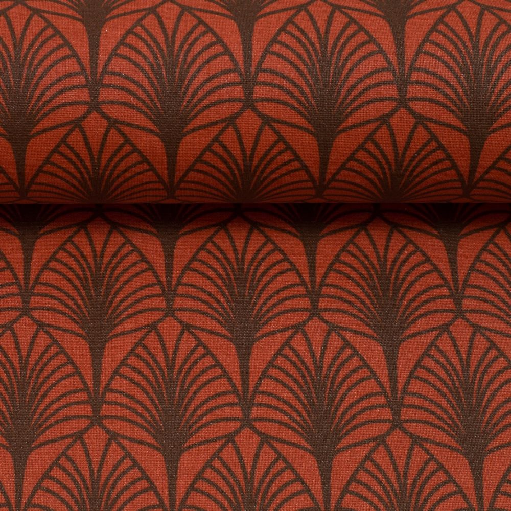 Beschichtete Baumwolle LEONA | Blätter | terracotta