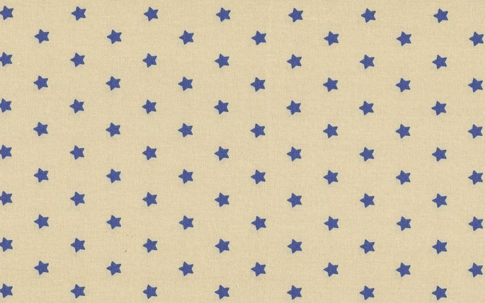 Beschichtete Baumwolle LUNA | Sterne | blau auf beige