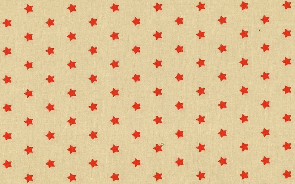 Beschichtete Baumwolle LUNA | Sterne | rot auf beige
