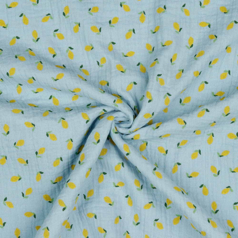 46 cm REST Bio Musselin LEMONS | baby blue | by Poppy | Ökotex 2
