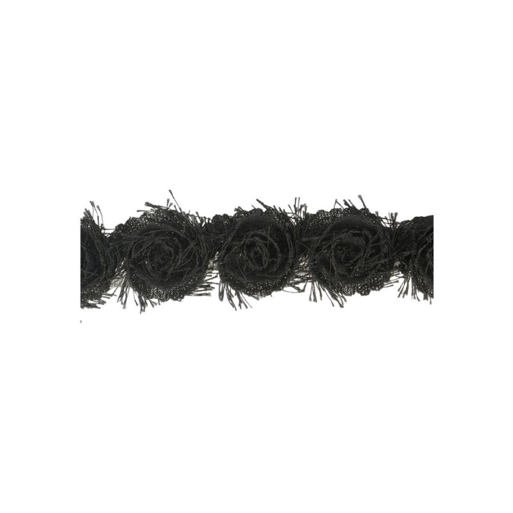 62 cm REST Blumenborte auf Tüll | 35 mm breit | schwarz