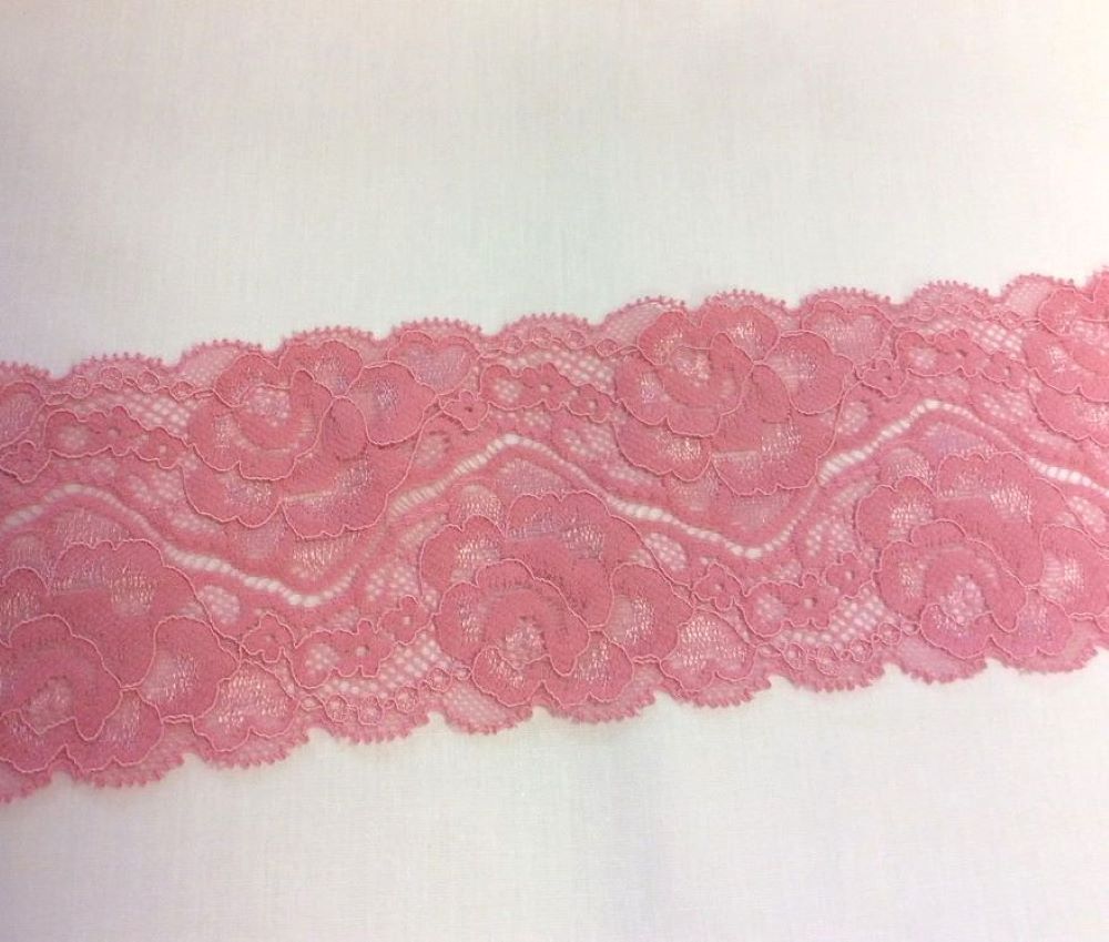 Elastische Raschelspitze | 80 mm breit | rosa