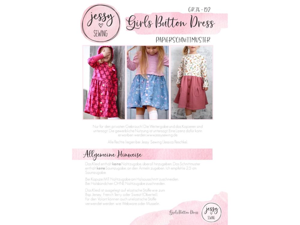 Schnittmuster Girls Button Dress | by Jessy Sewing | Papierschnittmuster 2
