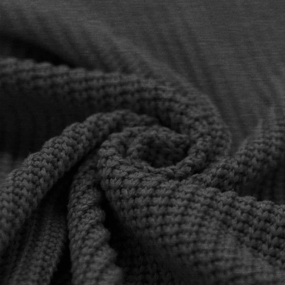40 cm REST Big Knit | Grobstrick | Strickstoff | Baumwolle | Ökotex | dunkelgrau melange